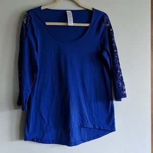 Royal Blue 3/4 Length Scoop Neck Shirt